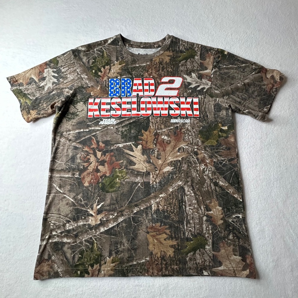 True Timber Shirt NASCAR Men's Medium Team Penske Brad Keselowski Real Tree Camo
